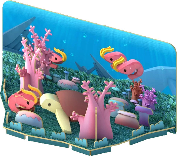 Изображение товара Игрушка-конструктор Halftoys Ocean Зеленая черепаха с диорамой HO003