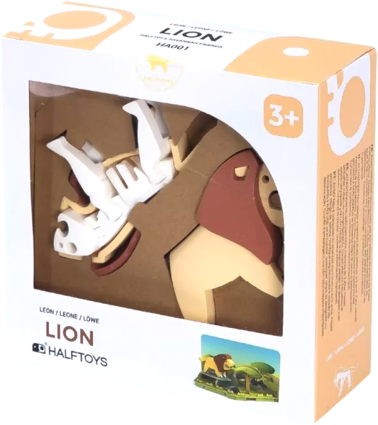 Изображение товара Игрушка-конструктор Halftoys Animal Лев с диорамой HA001