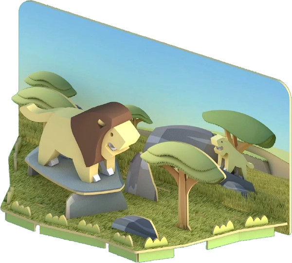 Изображение товара Игрушка-конструктор Halftoys Animal Лев с диорамой HA001