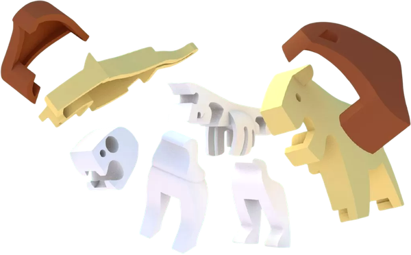 Изображение товара Игрушка-конструктор Halftoys Animal Лев с диорамой HA001