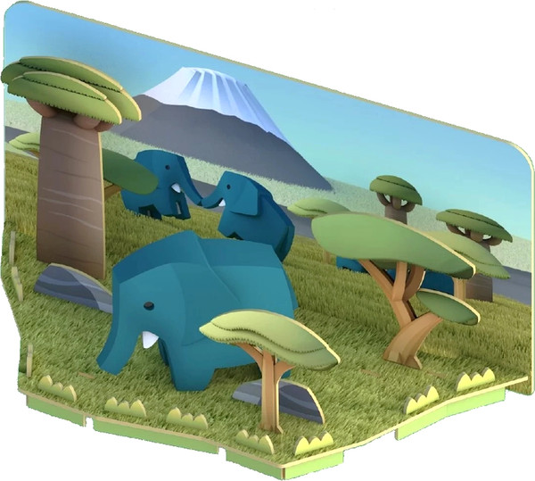 Изображение товара Игрушка-конструктор Halftoys Animal Слон с диорамой HA004