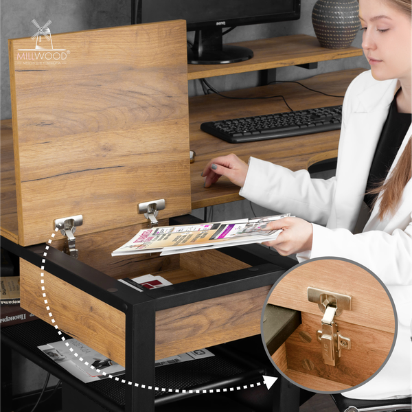 Изображение товара Компьютерный стол Millwood Каир Угловой 160x120х93.05 (дуб золотой Craft/металл черный)