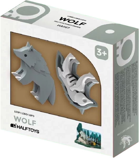 Изображение товара Игрушка-конструктор Halftoys Animal Волк с диорамой HA007