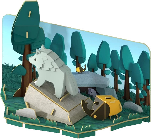 Изображение товара Игрушка-конструктор Halftoys Animal Волк с диорамой HA007