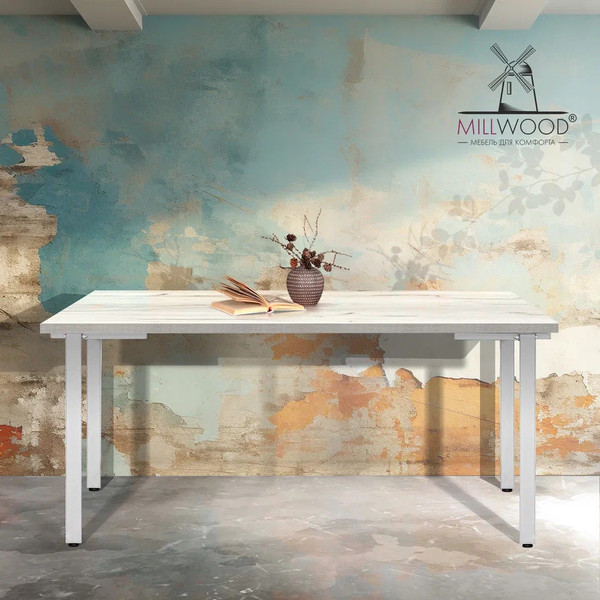 Изображение товара Обеденный стол Millwood Лофт Прага Л 160x80x75 (дуб белый Craft/металл белый)