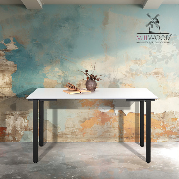 Изображение товара Обеденный стол Millwood Прага Л18 130x80x75 (белый/металл черный)