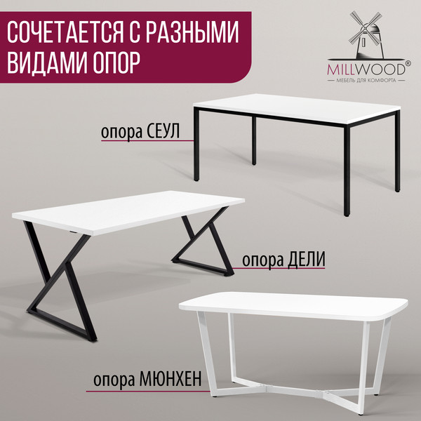 Изображение товара Столешница для стола Millwood 140x70x3.6 (белый)