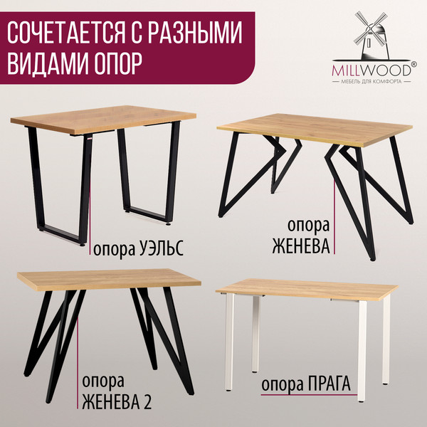 Изображение товара Столешница для стола Millwood 140x70x3.6 (дуб золотой Craft)