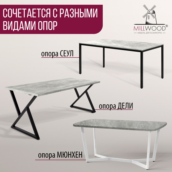 Изображение товара Столешница для стола Millwood 140x70x3.6 (бетон)