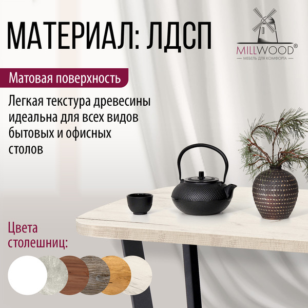 Изображение товара Столешница для стола Millwood Закругленная 110x70x3.6 (дуб белый Craft)