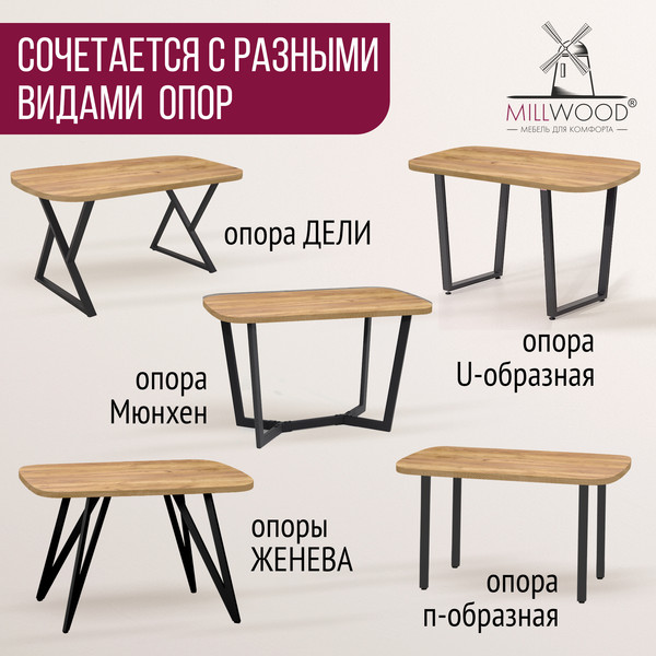 Изображение товара Столешница для стола Millwood Закругленная 140x80x3.6 (дуб золотой Craft)