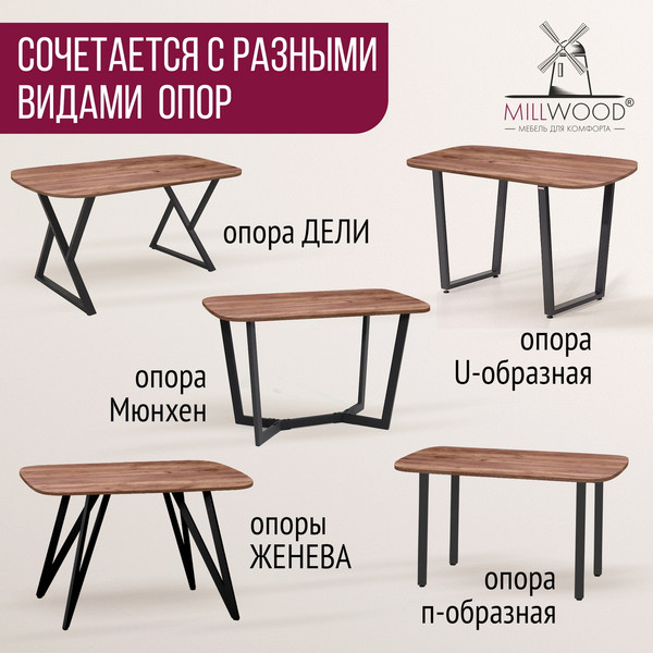 Изображение товара Столешница для стола Millwood Закругленная 100x60x1.8 (дуб табачный Craft)