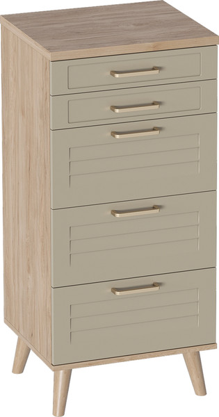 Изображение товара Комод Мебельград Гавана 5ящ 50.2x40.4x109 (дуб светлый натуральный/светло серый софт)