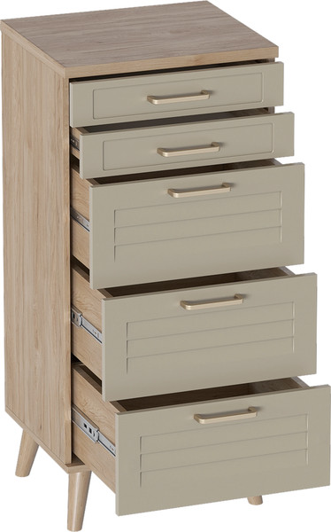 Изображение товара Комод Мебельград Гавана 5ящ 50.2x40.4x109 (дуб светлый натуральный/светло серый софт)