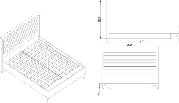 Изображение товара Двуспальная кровать Мебельград Гавана 160x200 (дуб светлый натуральный/светло-серый софт)
