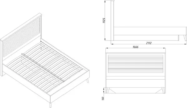 Изображение товара Двуспальная кровать Мебельград Гавана 160x200 (дуб светлый натуральный/белый аляска/белый матовый)