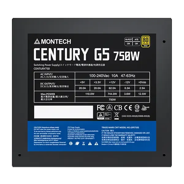 Изображение товара Блок питания для компьютера Montech Century G5 750W / CENTURYG5750