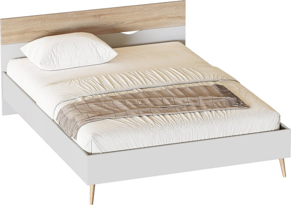 Изображение товара Двуспальная кровать Мебельград Соната 180x200 (белый фон/дуб сонома)