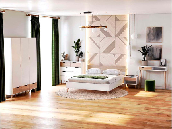 Изображение товара Каркас кровати Мебельград Соната 160x200 (белый фон/дуб сонома)