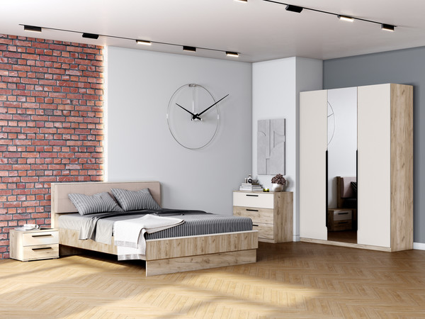 Изображение товара Каркас кровати Мебельград Мишель 160x200 (дуб крафт серый/оливтин)