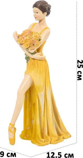 Изображение товара Статуэтка Elan Gallery Балерина с цветами в желтом / 210183