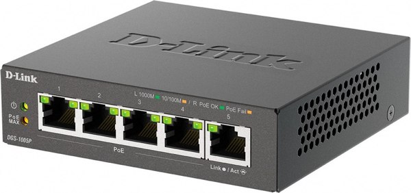Изображение товара Коммутатор D-Link DGS-1005P/B3A
