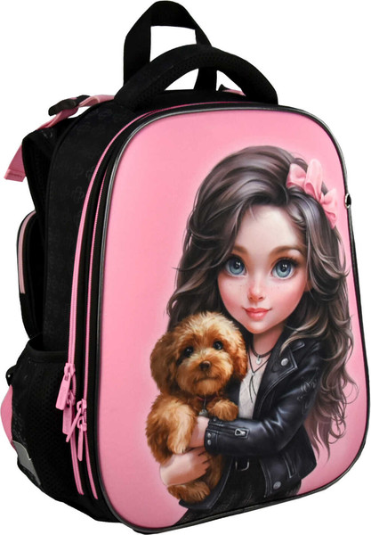 Изображение товара Школьный рюкзак Феникс+ Брюнетка с собачкой / 68240