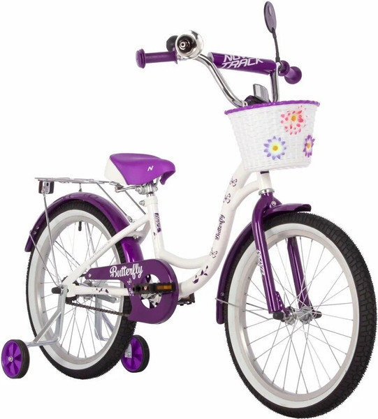 Изображение товара Детский велосипед Novatrack Butterfly / 207BUTTERFLY.WVL23 (белый/фиолетовый, разобранный, в коробке)