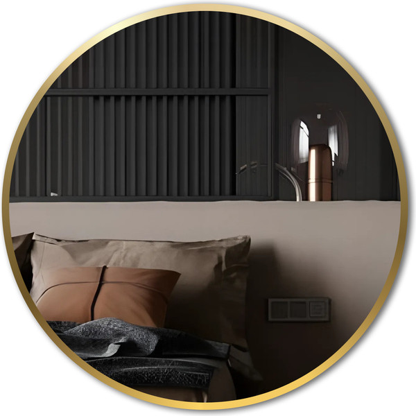 Изображение товара Зеркало Emze 70 / LED.UV.70.70.AUR.MOTION (золотой с УФ-окантовкой и подсветкой)