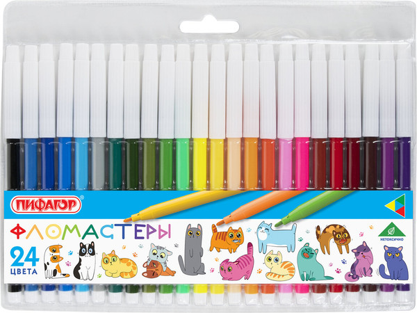 Изображение товара Фломастеры Пифагор Веселые питомцы / 152454 (24цв)