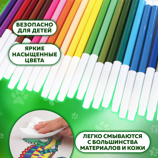 Изображение товара Фломастеры Пифагор Веселые питомцы / 152454 (24цв)