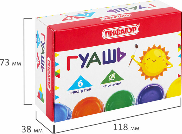 Изображение товара Гуашь Пифагор 192645 (6цв)