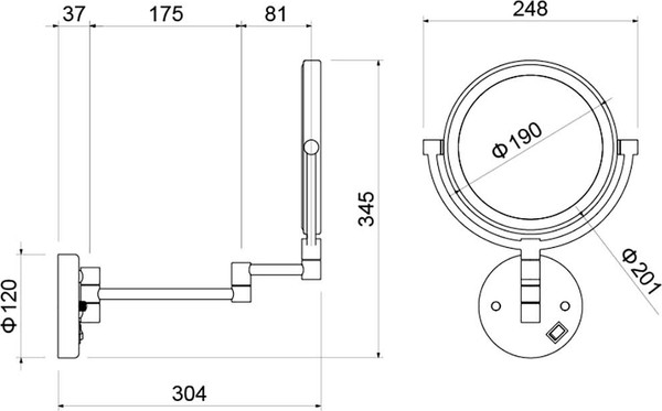 Изображение товара Зеркало косметическое Aquatek AQ4915BGM (с подсветкой, черный хром)