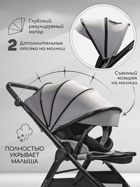 Изображение товара Детская прогулочная коляска Amarobaby Somnium / AB25-10SOMNIUM/11 (серый)