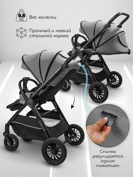 Изображение товара Детская прогулочная коляска Amarobaby Somnium / AB25-10SOMNIUM/11 (серый)