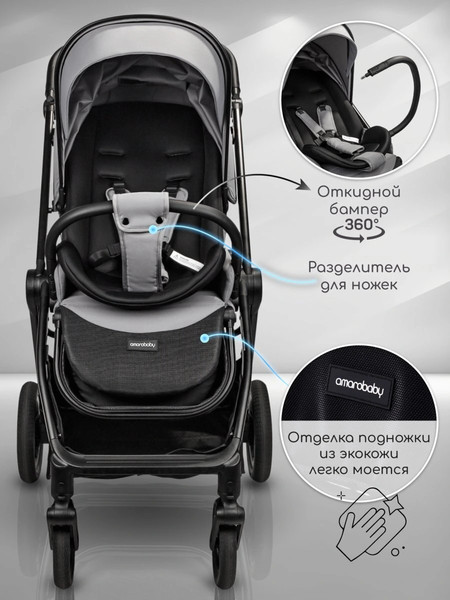 Изображение товара Детская прогулочная коляска Amarobaby Somnium / AB25-10SOMNIUM/11 (серый)
