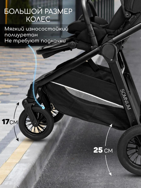 Изображение товара Детская прогулочная коляска Amarobaby Somnium / AB25-10SOMNIUM/09 (черный)