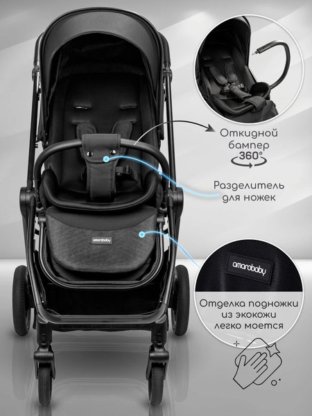 Изображение товара Детская прогулочная коляска Amarobaby Somnium / AB25-10SOMNIUM/09 (черный)