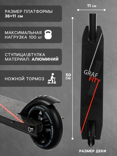 Изображение товара Самокат трюковый Graffiti Zigzag 23 / 10178727 (черный)