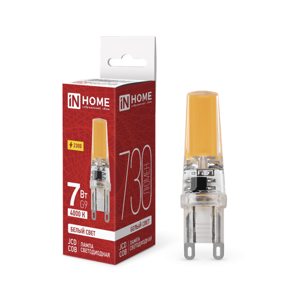 Изображение товара Лампа INhome LED-JCD-COB 7Вт 230В G9 4000К 730Лм / 4690612060354