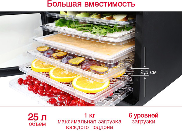 Изображение товара Сушилка для овощей и фруктов Oursson DR60102D/BL