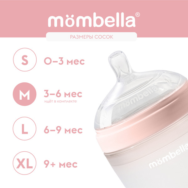 Изображение товара Бутылочка для кормления Mombella 8139 (210мл, розовый)