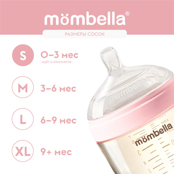 Изображение товара Бутылочка для кормления Mombella 8142 (120мл, розовый)