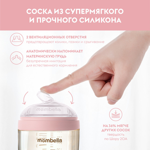 Изображение товара Бутылочка для кормления Mombella 8142 (120мл, розовый)