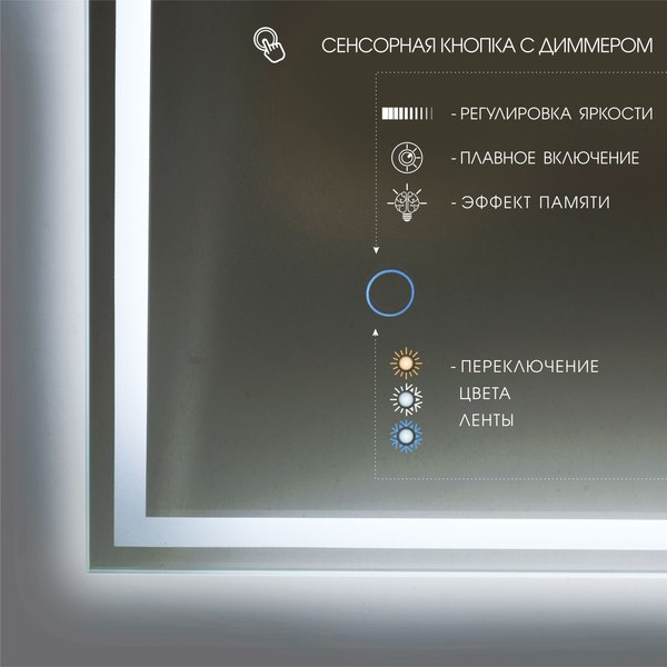 Изображение товара Зеркало Алмаз-Люкс Darwin 80100s-1 (80x100см, с подсветкой и сенсорной кнопкой)