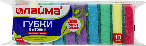 Изображение товара Набор губок для мытья посуды Laima Maxi К0003 / 601552 (10шт)