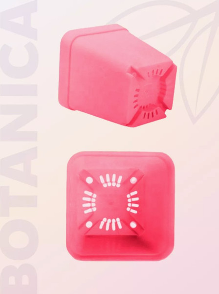 Изображение товара Набор горшков для рассады BOTANICA квадрат мягкий 7x7x8см (5шт, розовый, с поддоном)