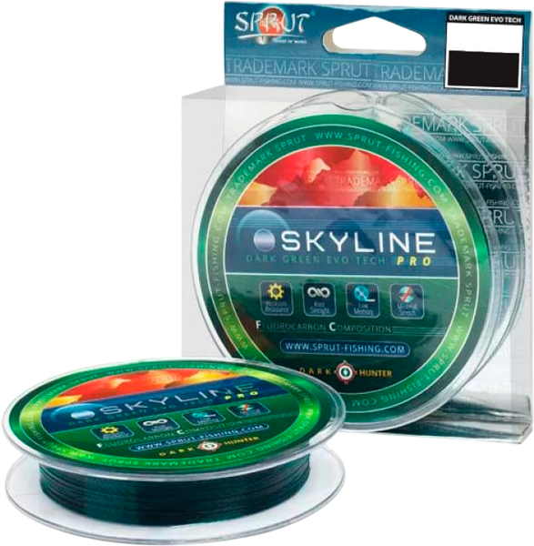 Изображение товара Леска флюорокарбоновая Sprut Skyline Fluorocarbon Composition Evo Tech Pro (темно-зеленый, 0.205мм, 6.15кг, 150м)