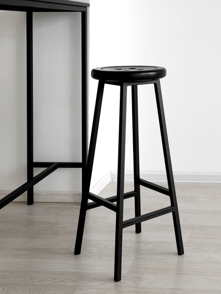 Изображение товара Табурет барный Stal-Massiv Button-65 (черный/черный)