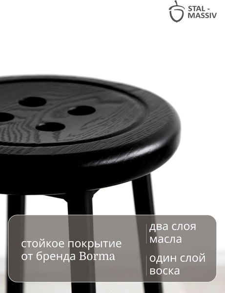 Изображение товара Табурет барный Stal-Massiv Button-65 (черный/черный)